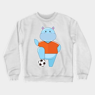 Hippo as Soccer player with Soccer ball Crewneck Sweatshirt